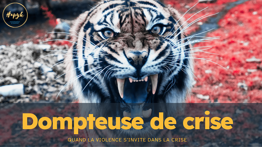 Un tigre menaçant et le titre 'dompteuse de crise' quand la violence s'invite dans une crise